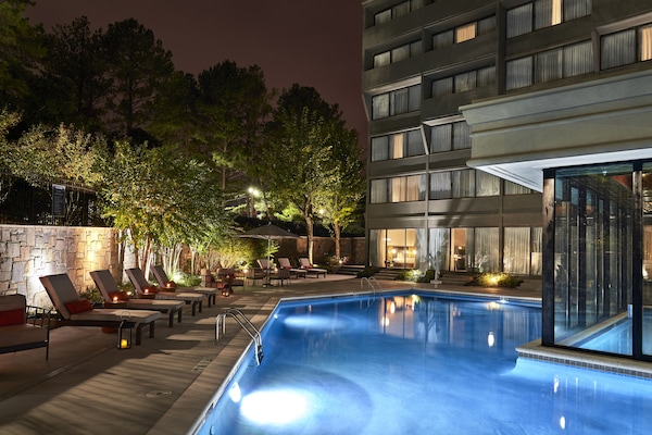 Indoor pool, outdoor pool, open 7:00 AM to 10:00 PM, pool umbrellas