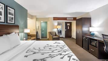 In-room safe, desk, laptop workspace, blackout curtains