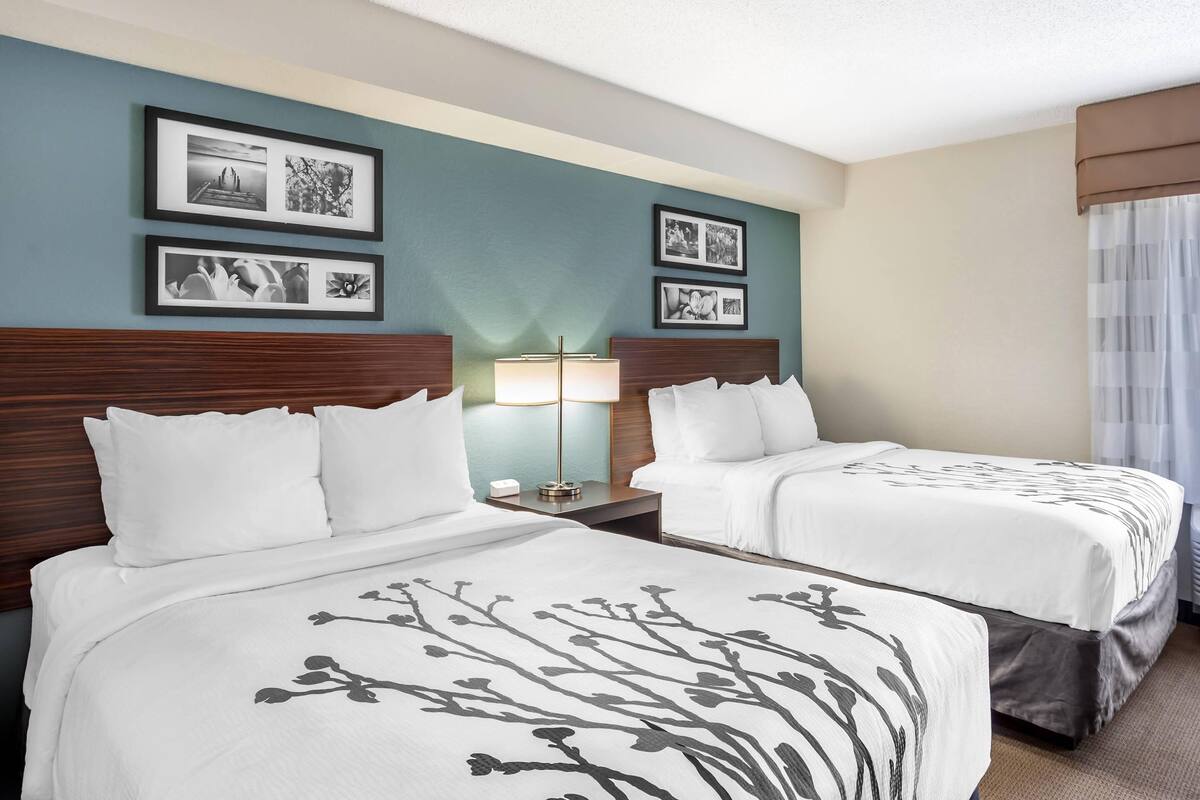 Room | 2 Double Beds | Sleeps 4 | Free Breakfast | In-room safe, desk, laptop workspace, blackout drapes