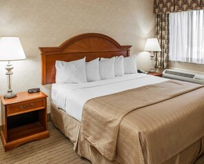 Premium bedding, pillowtop beds, desk, blackout drapes