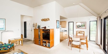 1 Bedroom, 1 Bath, Oceanfront | Living area | Flat-screen TV at Castle Kaha Lani Resort
