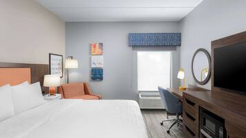 Premium bedding, desk, blackout curtains, iron/ironing board