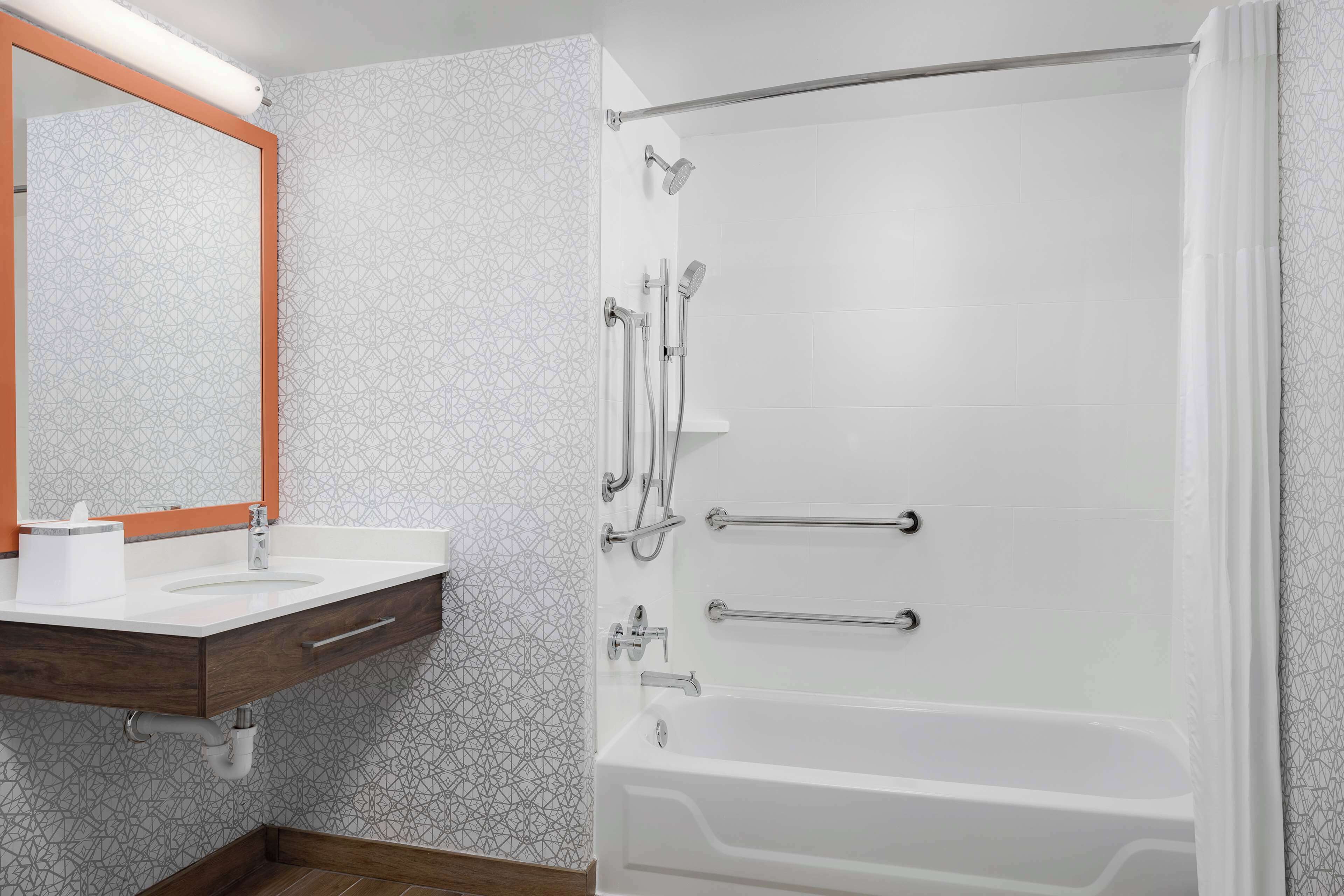 eco-friendly toiletries, hair dryer, towels