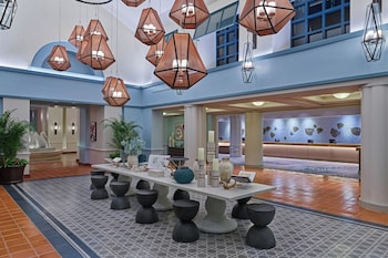 Hotel entrance and lobby at Walt Disney World Swan
