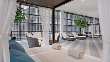 Sauna, hot tub, steam room, deep-tissue massages, Swedish massages