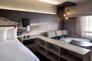 开间, 1 张特大床和 1 张沙发床 | 起居区 | 智能电视