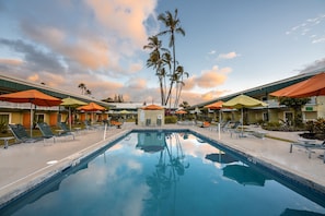 2 outdoor pools, open 9:00 AM to 10:00 PM, pool umbrellas, pool loungers