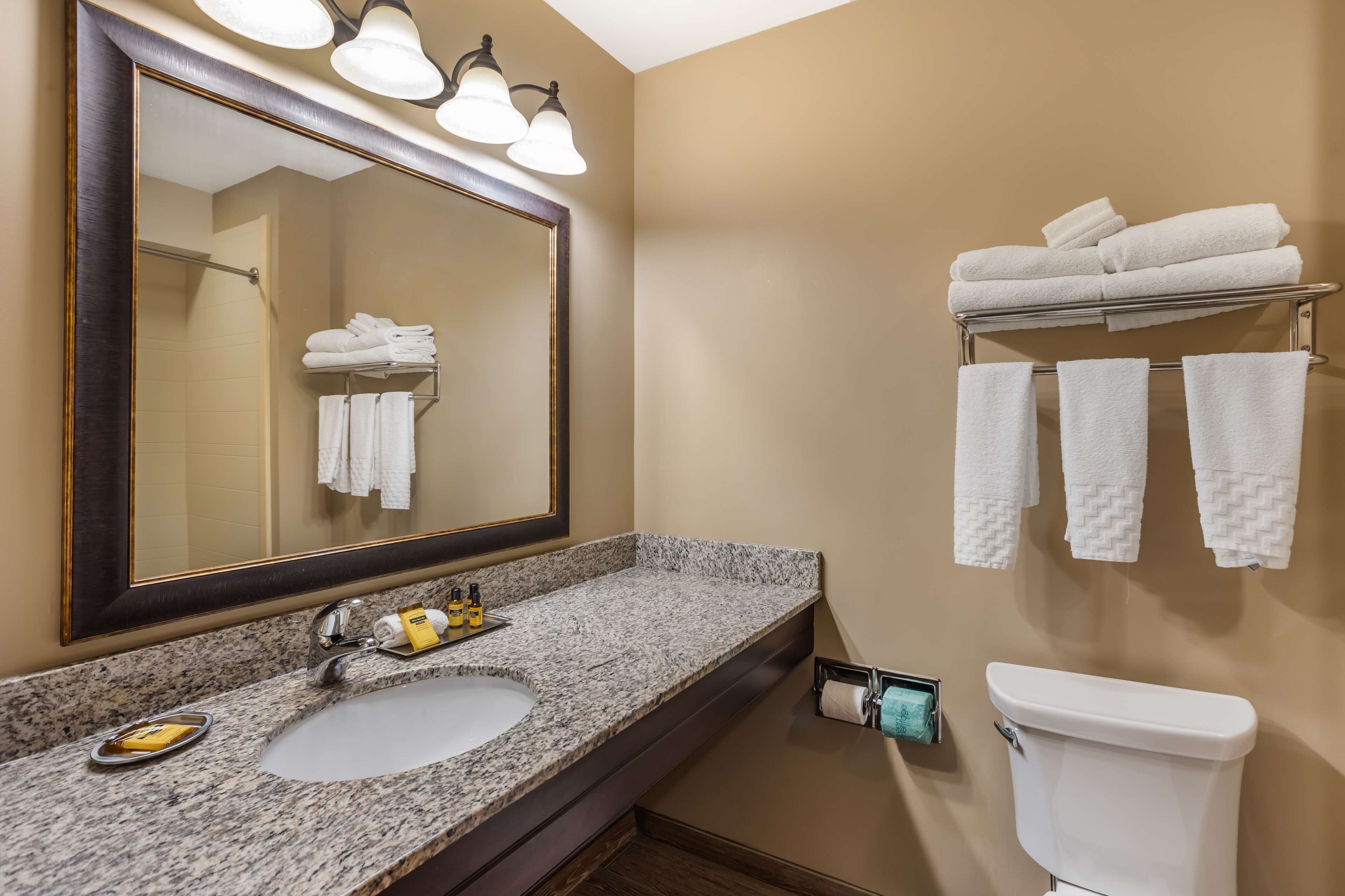 free toiletries, hair dryer, towels