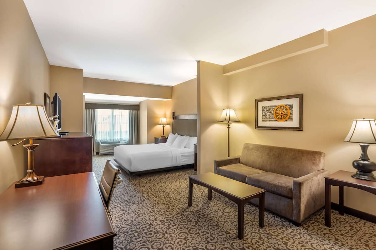 standard room, 1 king bed, accessible, refrigerator & microwave | premium bedding, desk, laptop workspace, blackout curtains