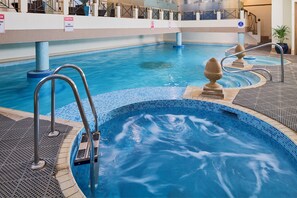 Indoor pool, open 8:00 AM to 8:00 PM, sun loungers