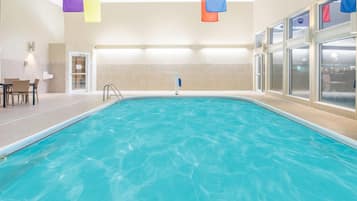 Indoor pool, open 9:00 AM to 10:00 PM, sun loungers