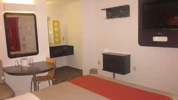 Desk, free WiFi, bed sheets