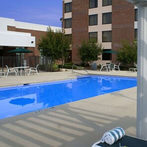 Outdoor pool, open 6:00 AM to 10:00 PM, pool umbrellas, pool loungers