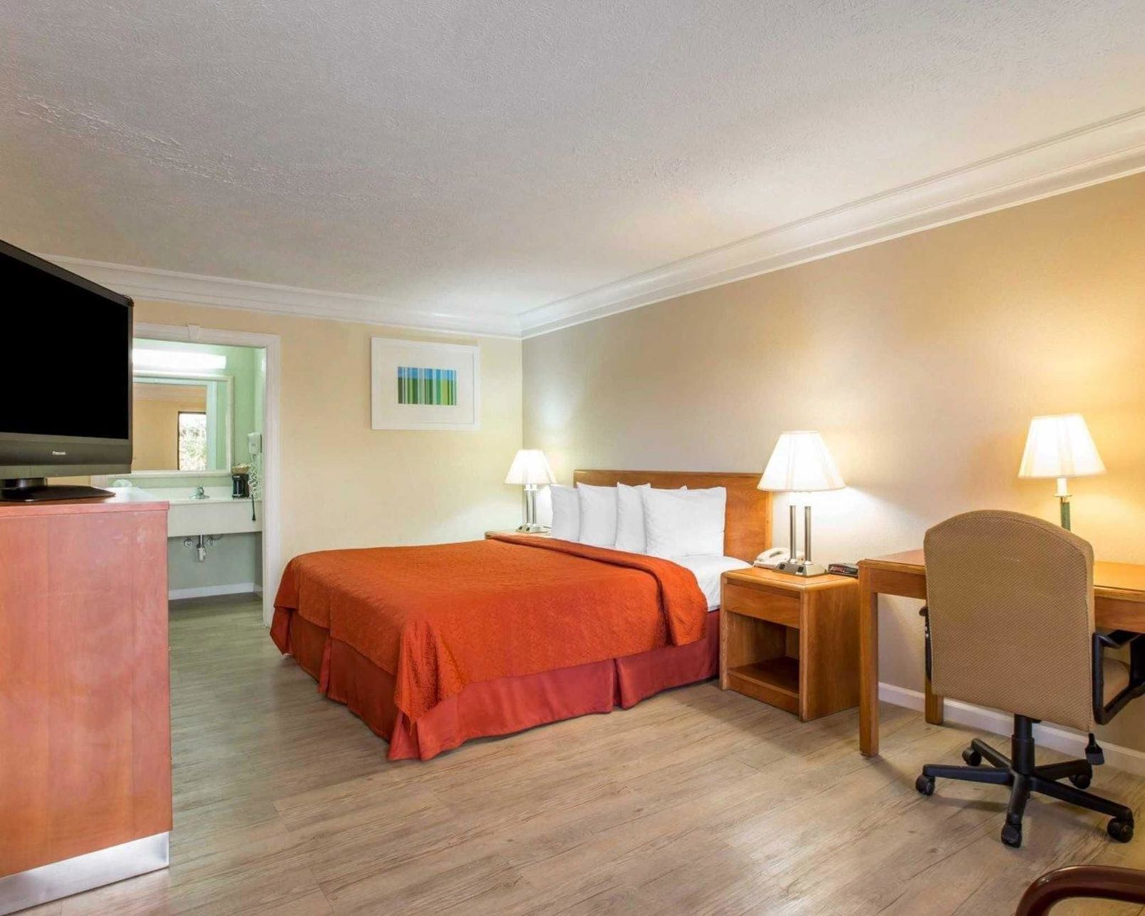 Desk, blackout drapes, iron/ironing board, free WiFi