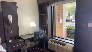 Desk, blackout drapes, iron/ironing board, free WiFi