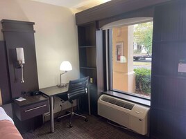 Desk, blackout drapes, iron/ironing board, free WiFi