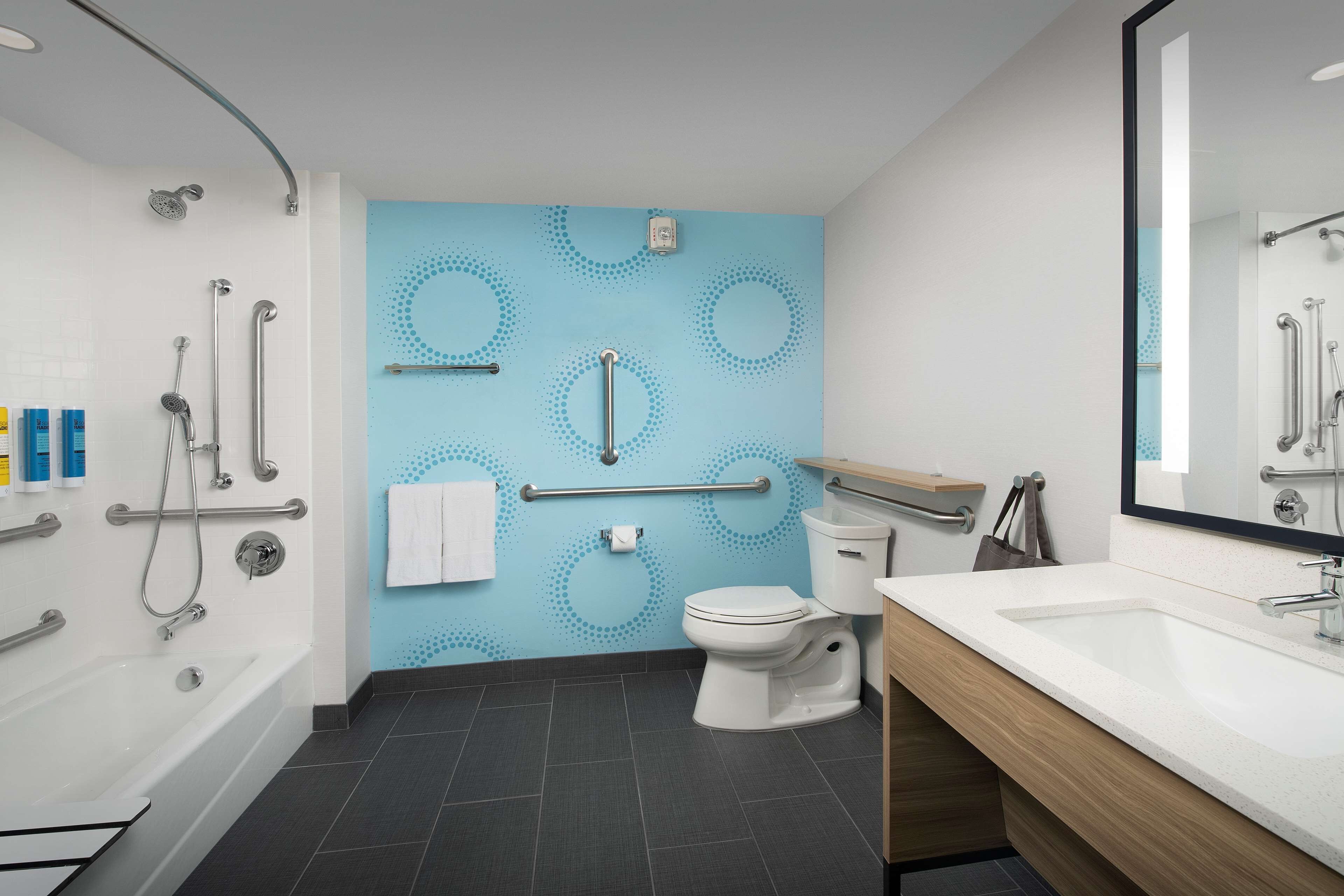 room, 1 king bed, accessible, bathtub | bathroom | rainfall showerhead, eco-friendly toiletries, hair dryer, towels