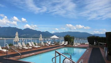 Outdoor pool, pool loungers