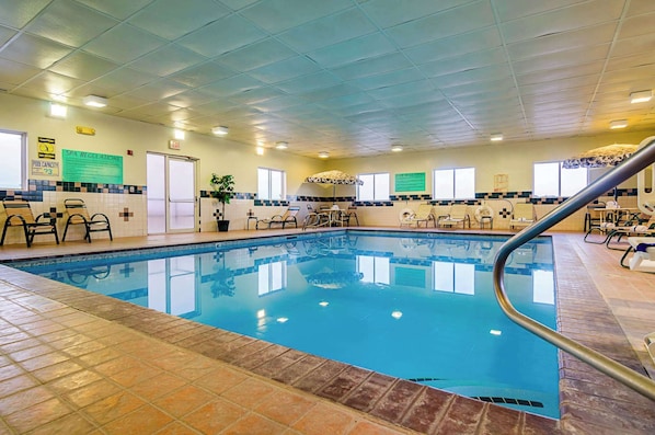 Indoor pool, open 6:00 AM to 11:00 PM, sun loungers