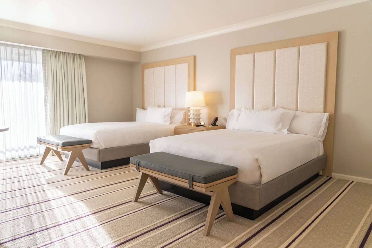 Premier Room, 2 Queen Beds, Terrace | Premium bedding, memory foam beds, in-room safe, desk