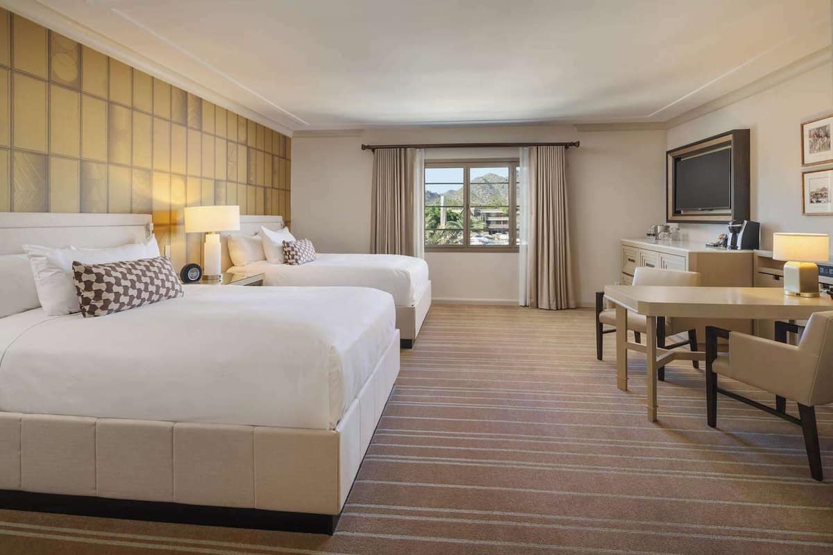 Premium bedding, memory foam beds, in-room safe, desk