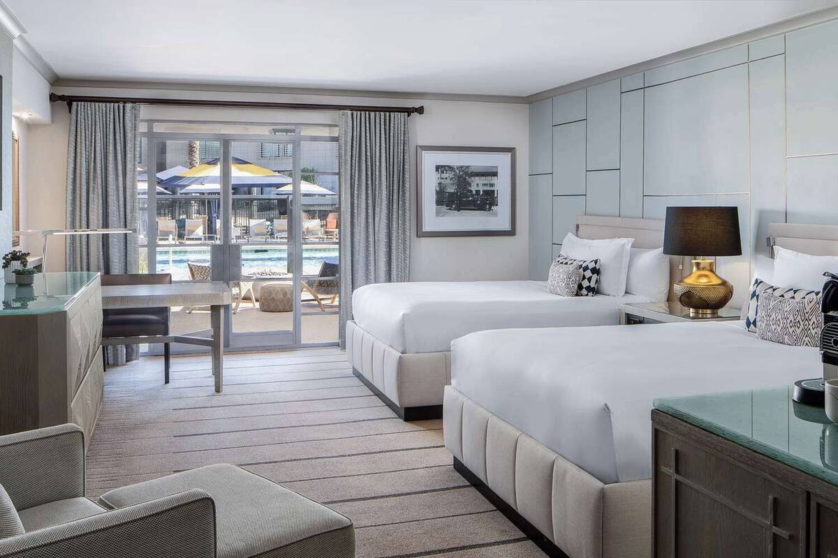 Premium bedding, memory foam beds, in-room safe, desk