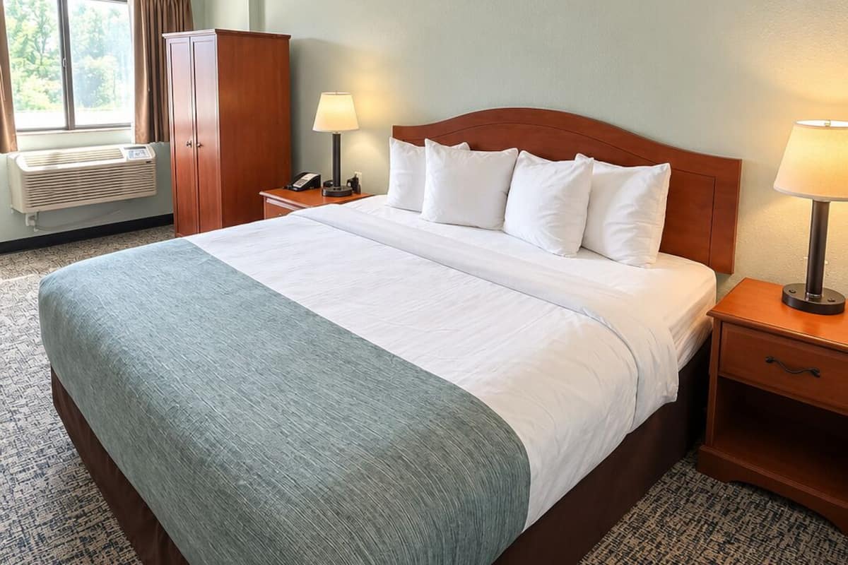 Room, 1 King Bed, Non Smoking (Mobility, Tub w/Grab Bar) | Premium bedding, pillowtop beds, iron/ironing board, WiFi (free)