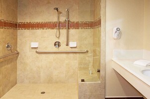Studio Suite, 2 Queen Beds, Accessible, Non Smoking | Bathroom | Combined shower/tub, hydromassage showerhead, eco-friendly toiletries