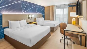 Room, 2 Queen Beds, Non Smoking | Desk, blackout drapes, iron/ironing board, free cribs/infant beds