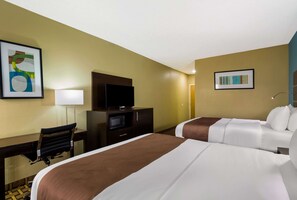 Room, 2 Queen Beds, Non Smoking | Pillowtop beds, desk, laptop workspace, blackout drapes