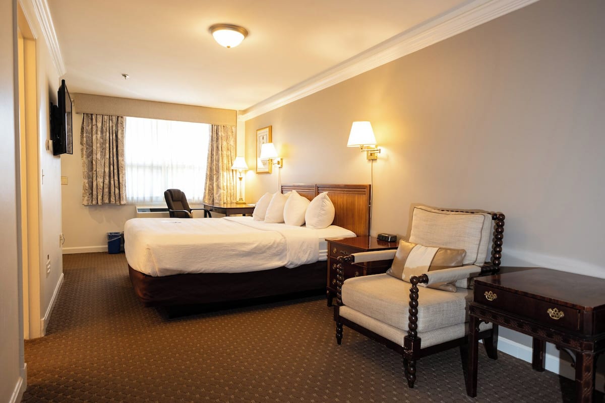 Standard 1 King | Hypo-allergenic bedding available, desk, laptop workspace