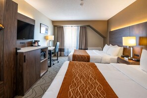 Standard room, 2 Queen Beds, Nonsmoking/Upper Floor | 고급 침구, 책상, 암막 커튼, 다리미/다리미판