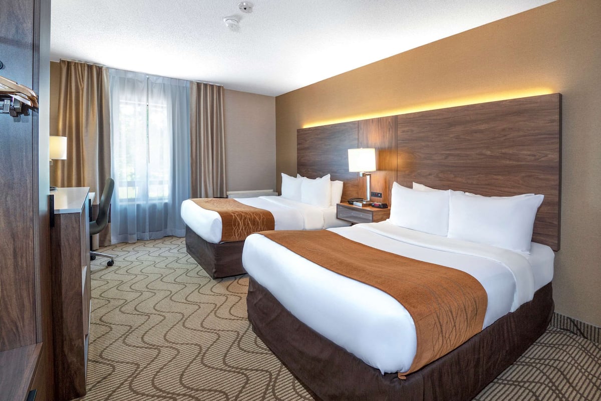Comfort Care, Double Room, 2 Double Beds, Non Smoking/Upper Floor | Premium bedding, desk, blackout drapes, iron/ironing board