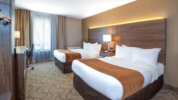 Comfort Care, Double Room, 2 Double Beds, Non Smoking/Upper Floor | Premium bedding, desk, blackout curtains, iron/ironing board