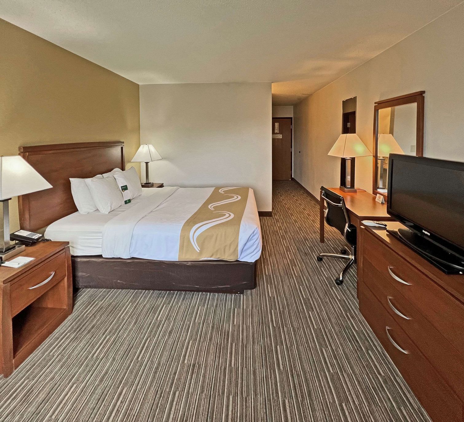 Desk, blackout curtains, iron/ironing board, free cots/infant beds