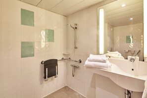 Double Room, Mobility Accessible | Bathroom | Shower, hair dryer, towels, soap - B&B HOTEL Cergy Port (Cergy)
