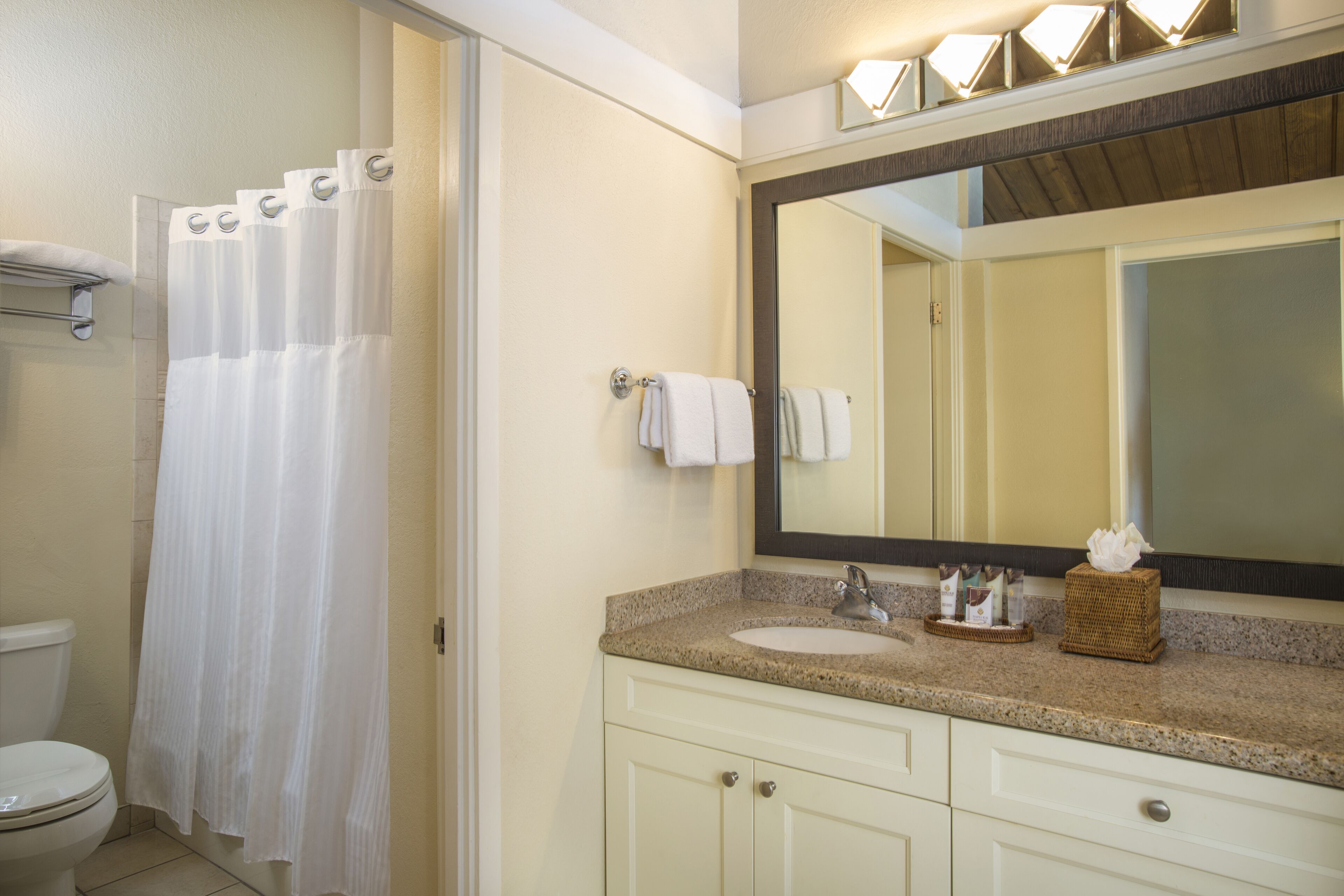 A bathroom with a toilet, a sink, and a mirror.
