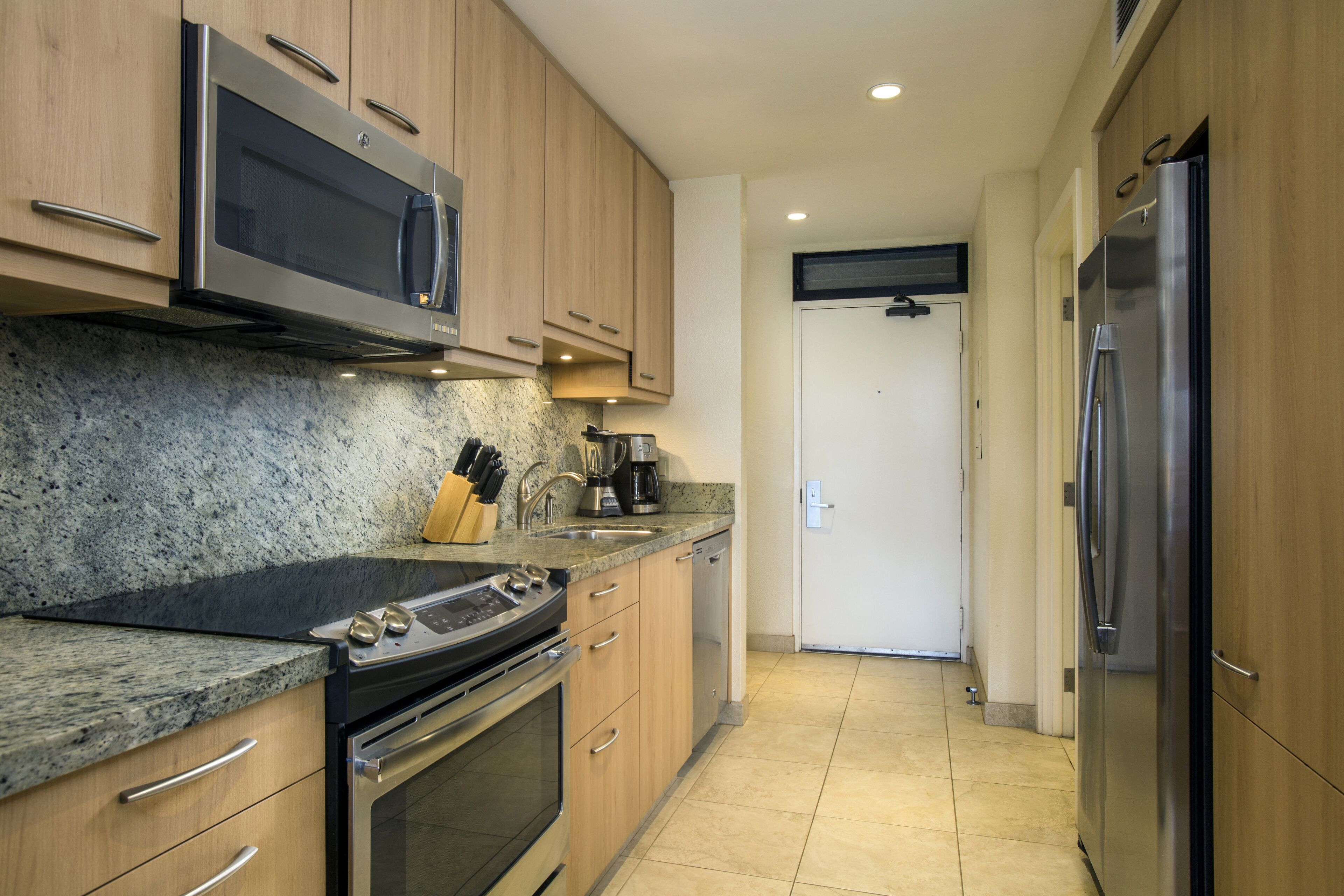 Family Studio, Garden View | Private kitchen | Coffee/tea maker, fridge, high chair