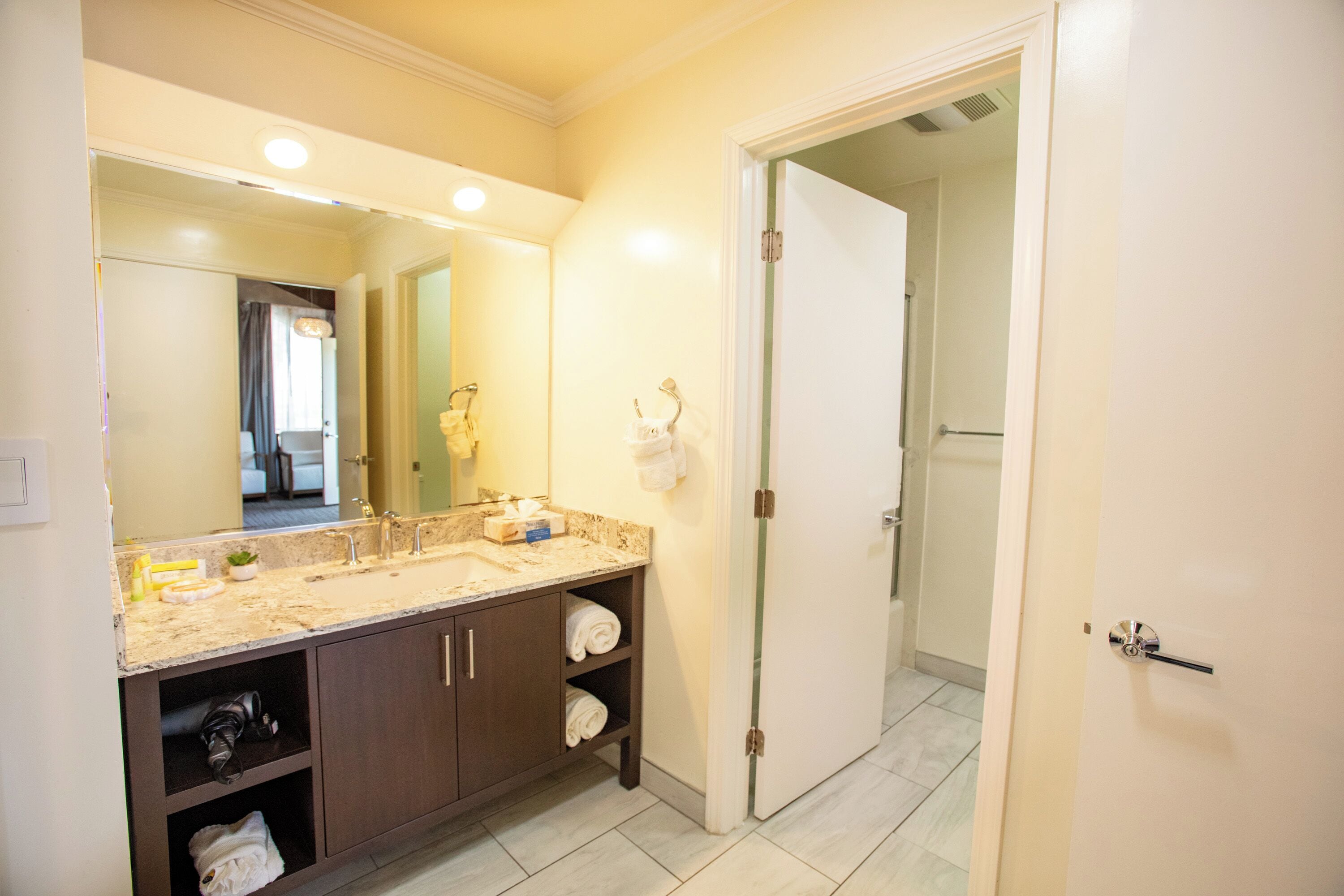 deluxe room, 1 king bed, balcony | bathroom | free toiletries, hair dryer, towels