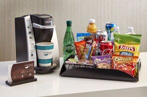 Hypo-allergenic bedding, desk, laptop workspace, blackout drapes