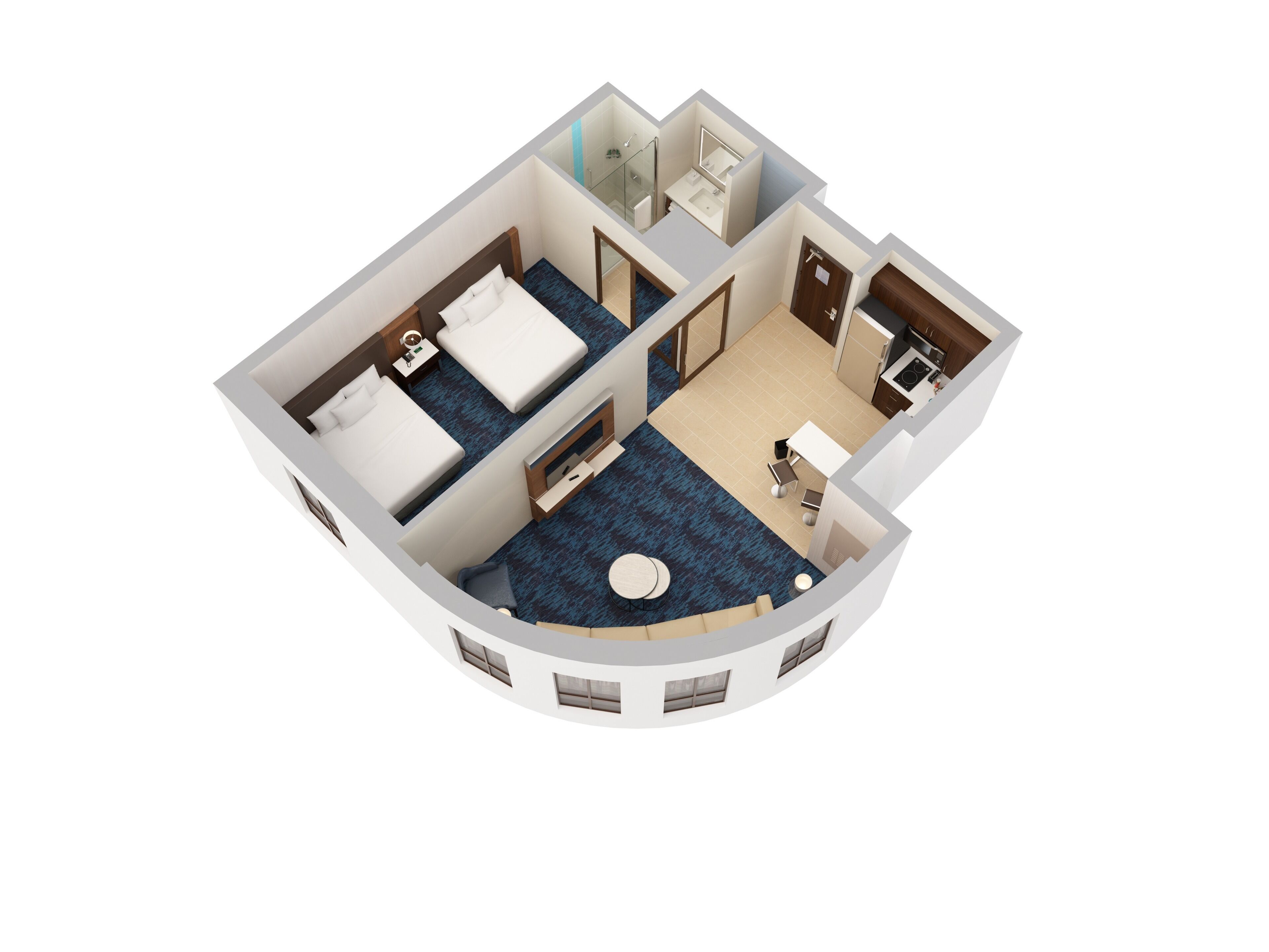Suite, 1 Bedroom, 2 Queen Beds, Non Smoking (Corner) | Floor plan