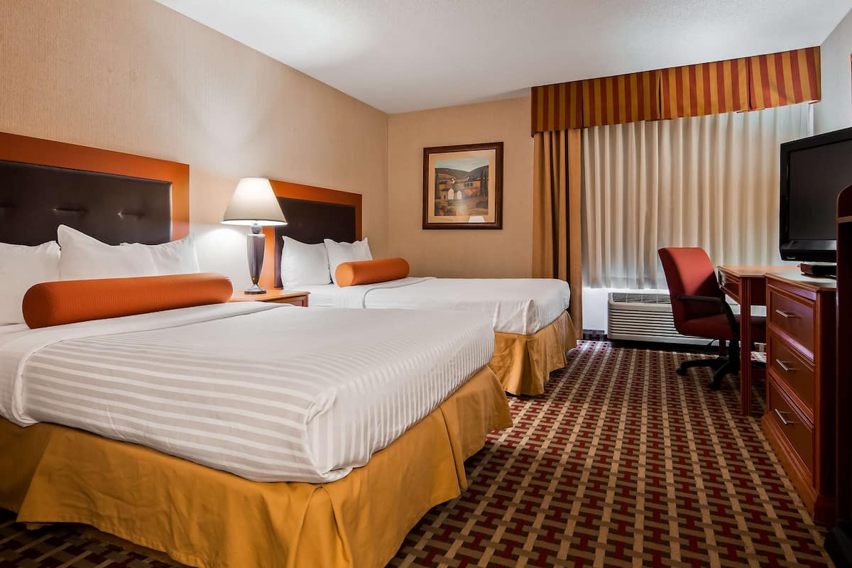 standard room, 2 double beds, non smoking, refrigerator & microwave | 1 bedroom, hypo-allergenic bedding, in-room safe, desk