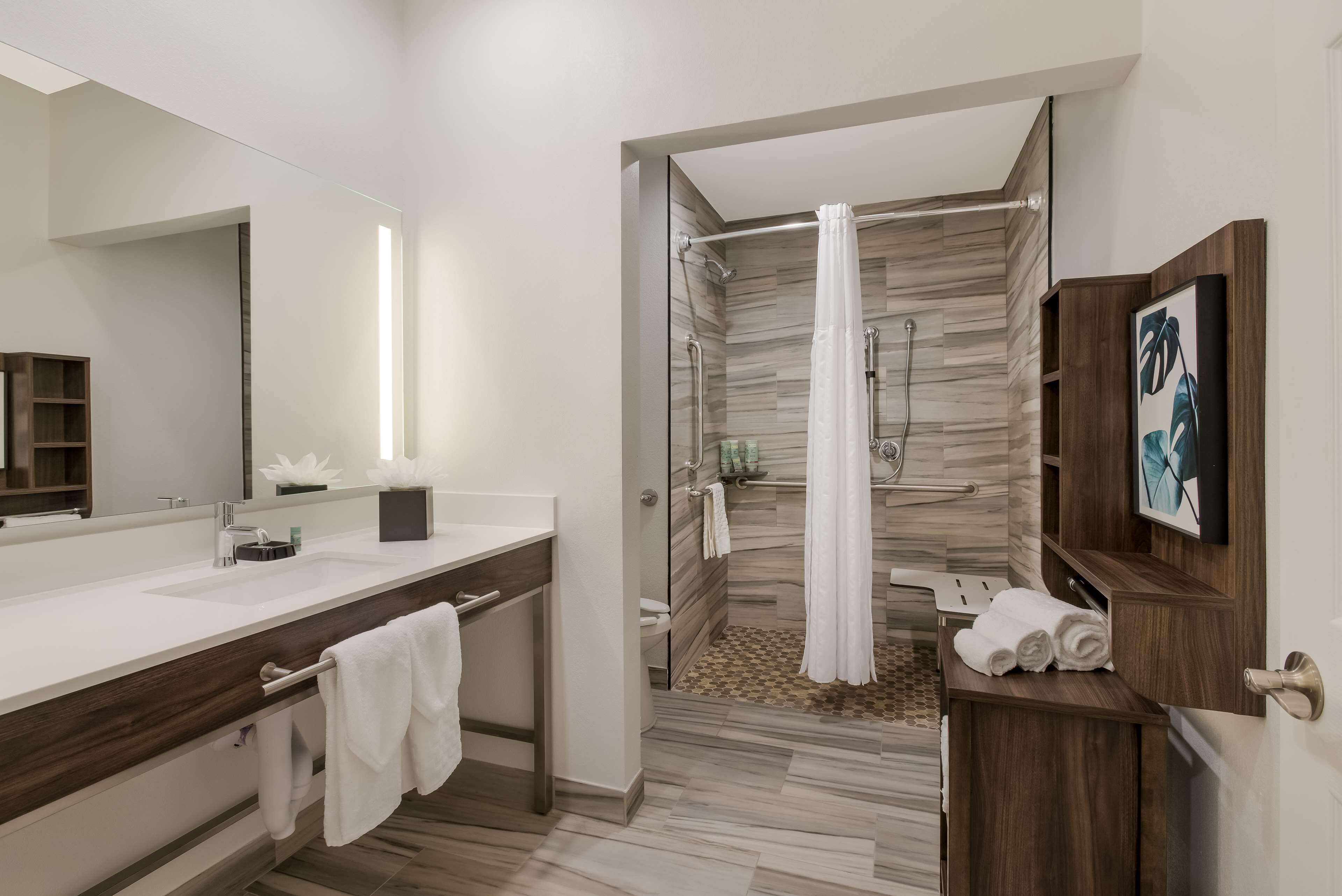 suite, 2 queen beds, accessible, kitchenette | bathroom | combined shower/bathtub, free toiletries, hair dryer, towels
