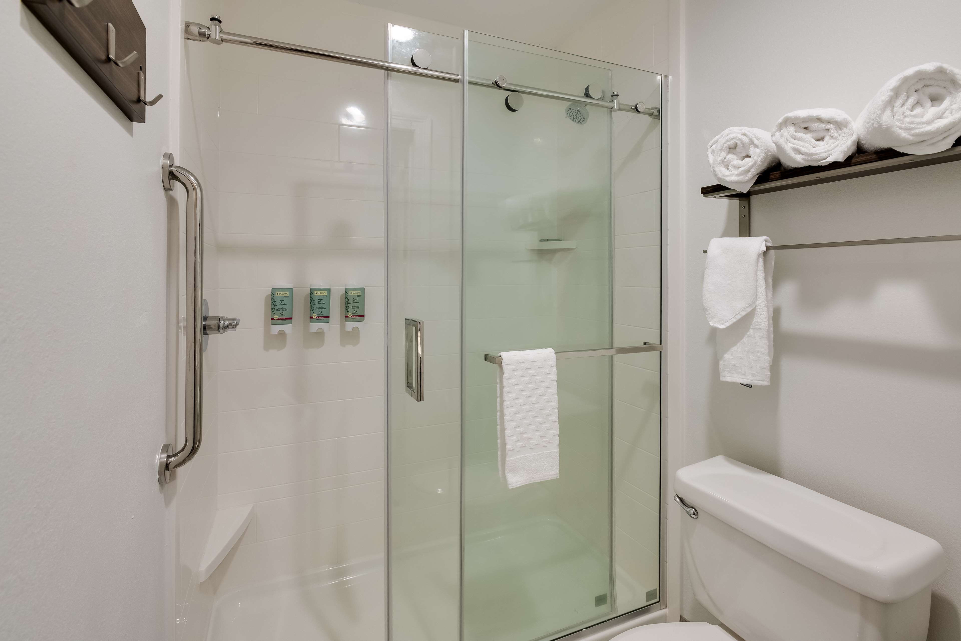 suite, 1 king bed, non smoking, kitchenette (shower only;with sofabed) | bathroom | combined shower/bathtub, free toiletries, hair dryer, towels