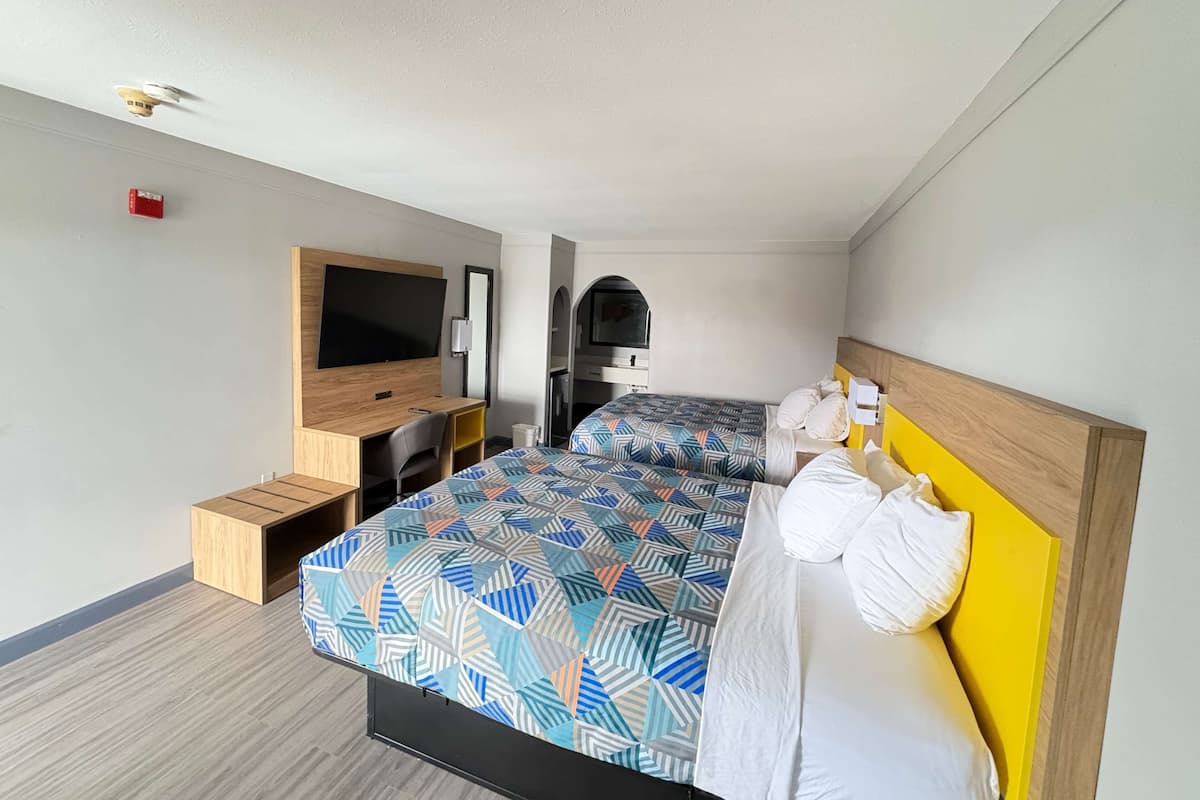 Room, 2 Double Beds, Non Smoking | Premium bedding, in-room safe, desk, iron/ironing board