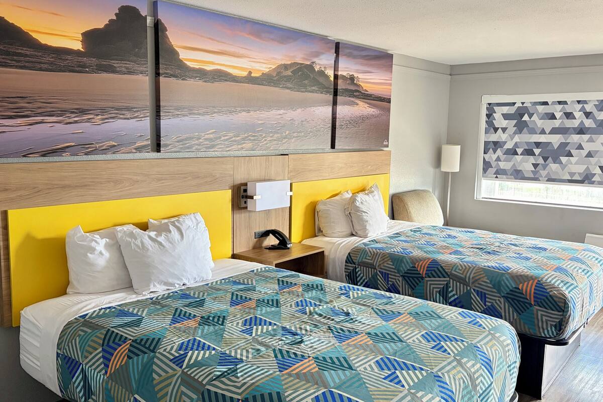 Room, 2 Double Beds, Non Smoking | Premium bedding, in-room safe, desk, iron/ironing board