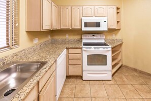 Fridge, microwave, dishwasher, coffee/tea maker