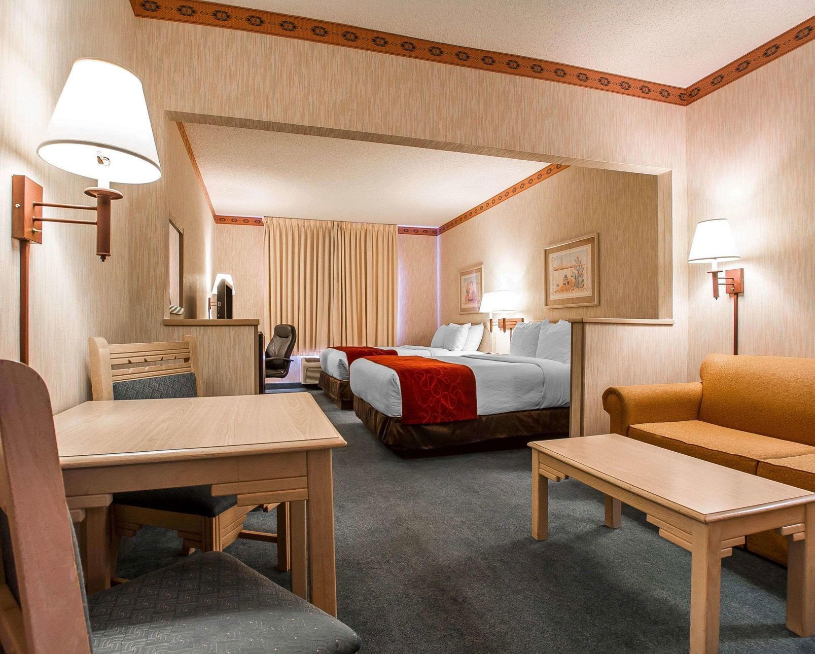 Premium bedding, pillow-top beds, in-room safe, desk
