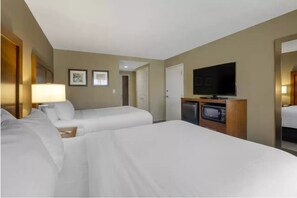 Premium bedding, desk, iron/ironing board, free cribs/infant beds