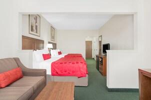 Premium bedding, desk, blackout curtains, iron/ironing board